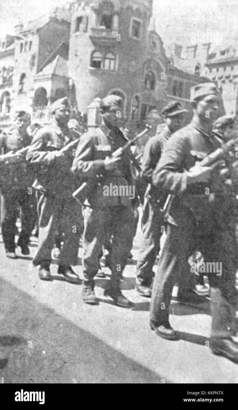 Prvi partizani V Celju bezieht sich auf die erste Partisanenbewegung in Celje, Slowenien, während des Zweiten Weltkriegs. Dieses historische Ereignis markiert ein bedeutendes Kapitel im Widerstand gegen die Achsenmächte. Stockfoto