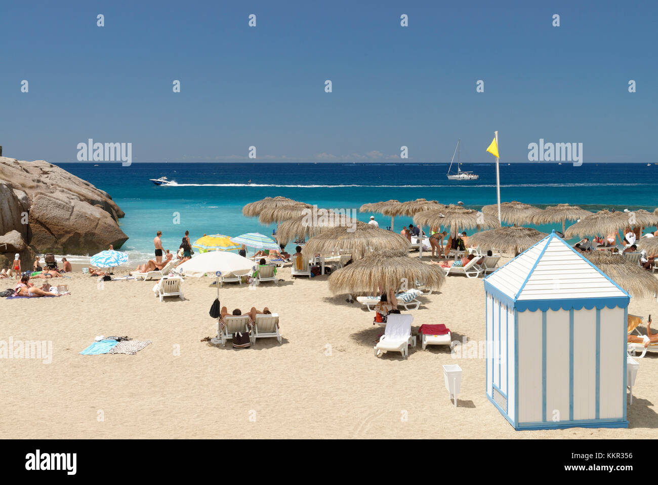 Strand Playa del Duque an der Costa Adeje, Teneriffa, Kanarische Inseln, Spanien Stockfoto