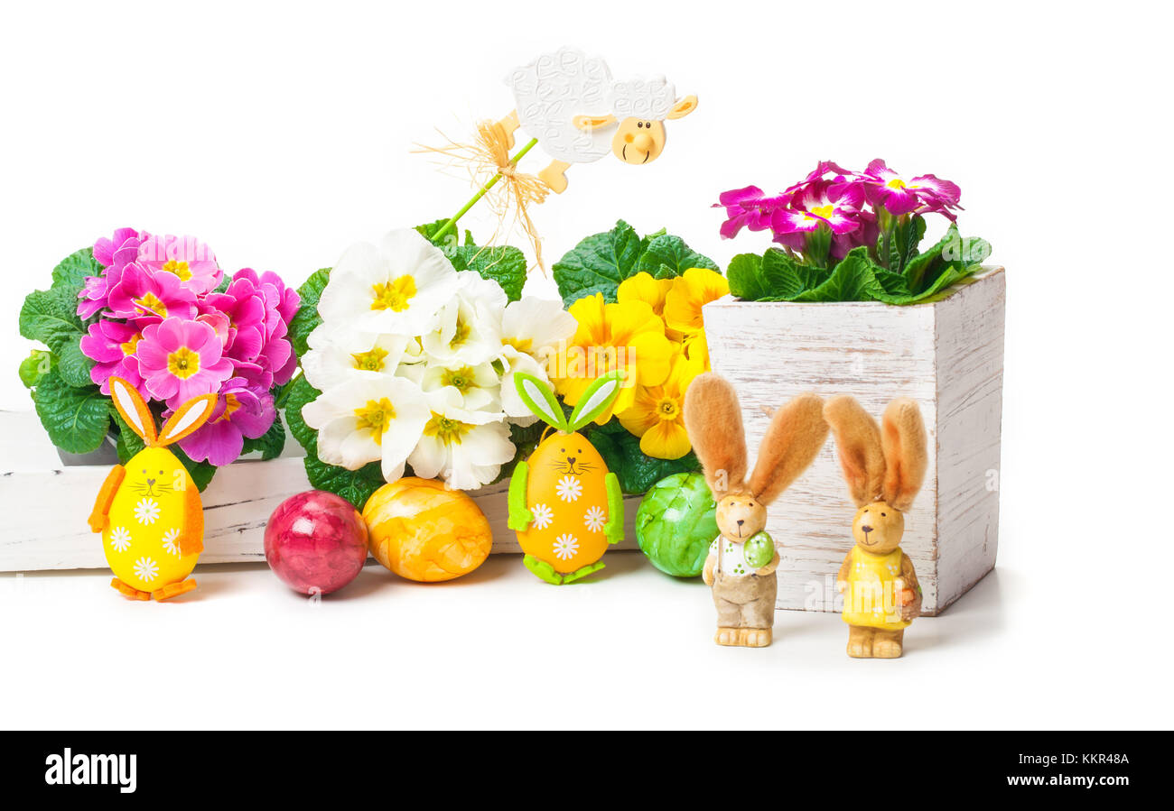 Ostern Dekoration mit Primeln Stockfoto