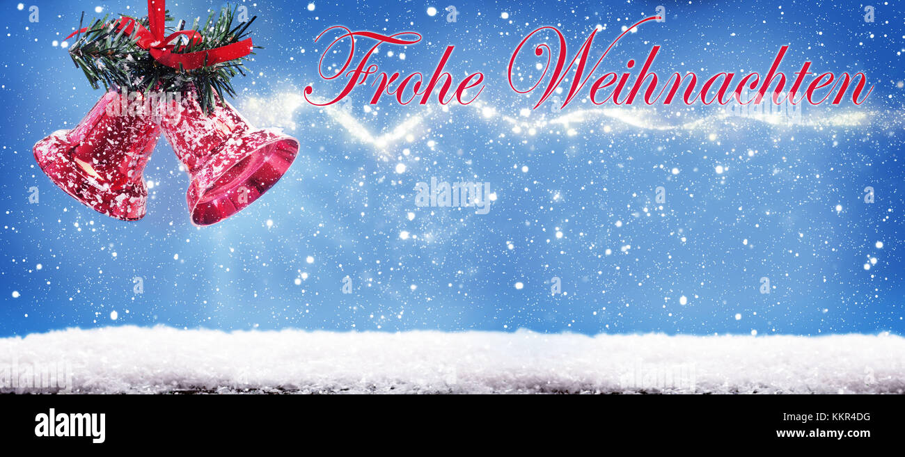 Frohe Weihnachten, Weihnachten Glocken auf Weihnachten Karte Stockfoto