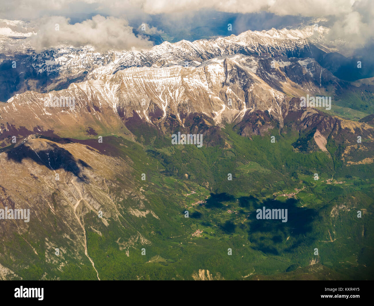Luftaufnahme der Alpenhauptkamm Stockfoto