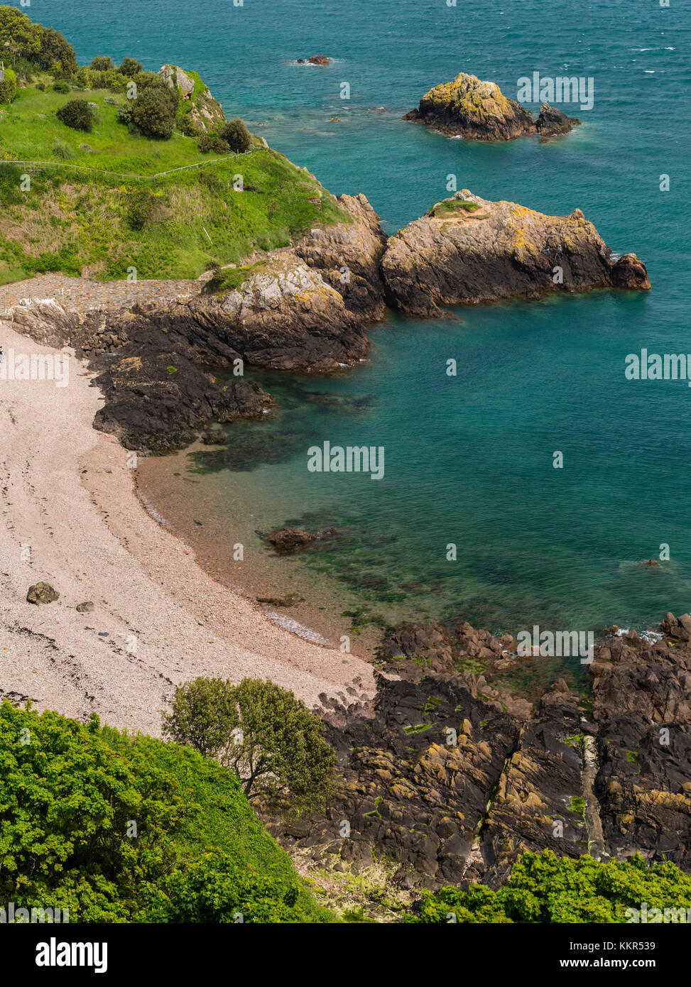 Malerische Bucht an der Ostküste von Jersey Stockfoto