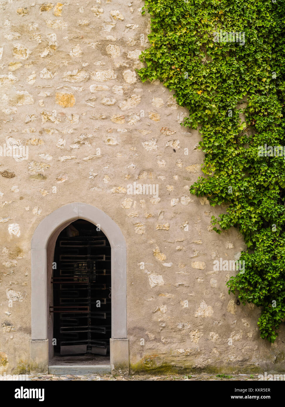 Eingang zum Bergfried, teilweise Ansicht Stockfoto