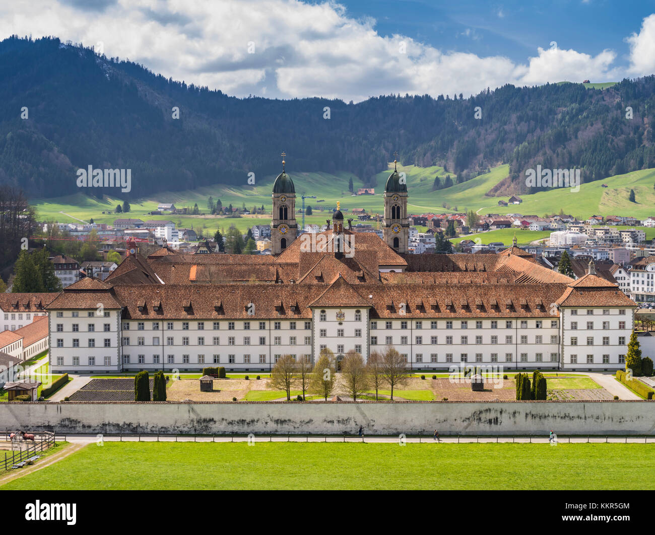 Klosteranlage von Einsiedeln in der Schweiz Stockfoto