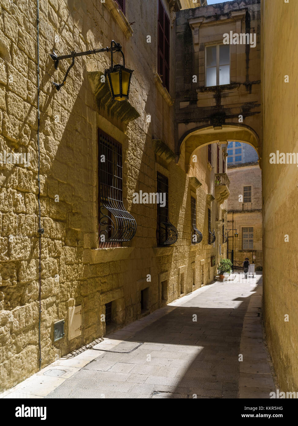 Malerische Gasse in der alten Hauptstadt von Malta, mdina Stockfoto