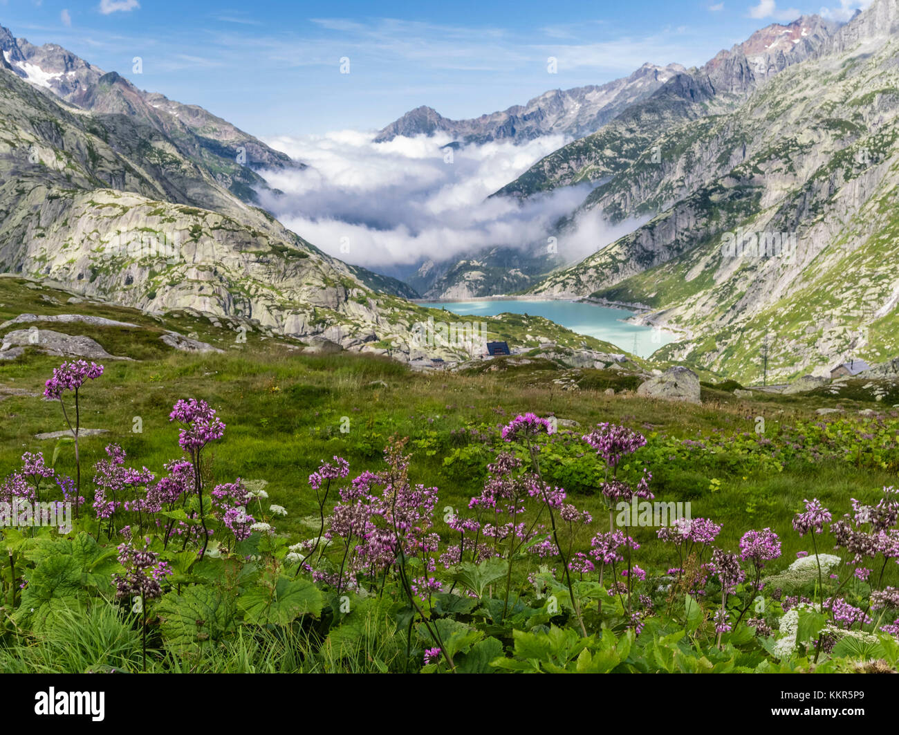 Stausee Räterichsboden auf dem Grimselpass Stockfoto