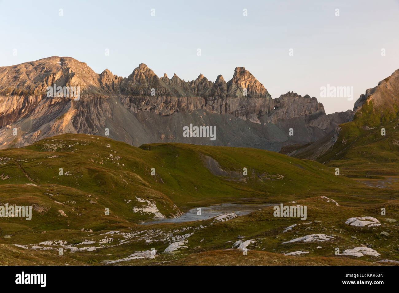 Blick auf die UNESCO-Welterbestätte Tektonikarena Sardona bei Flims, Graubünden, Schweiz, Stockfoto