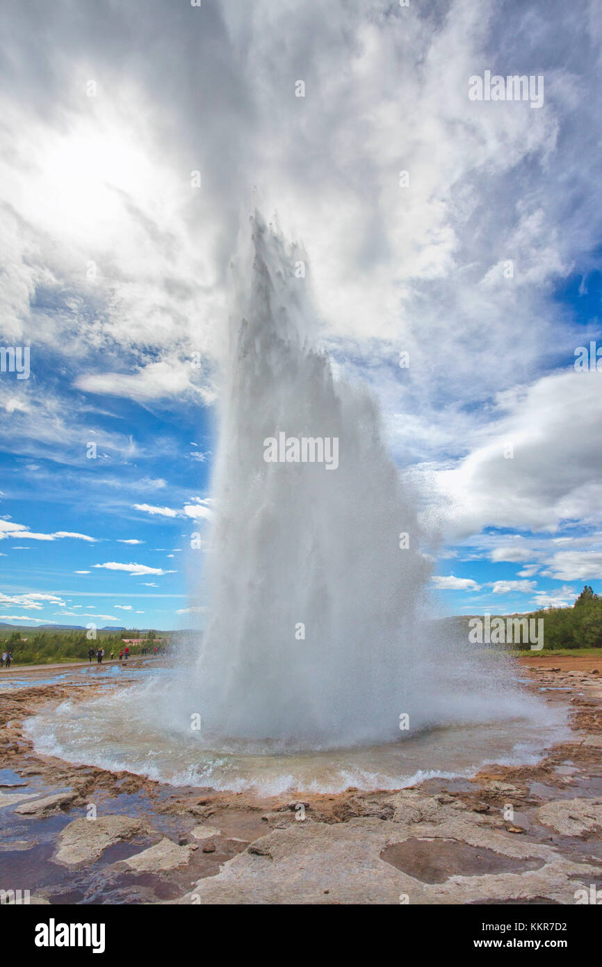 Strokkur Geysir Ausbruch, haukadalur geothermale Region, haukadalur, arnessysla, Selfoss, sudurland, Island Stockfoto