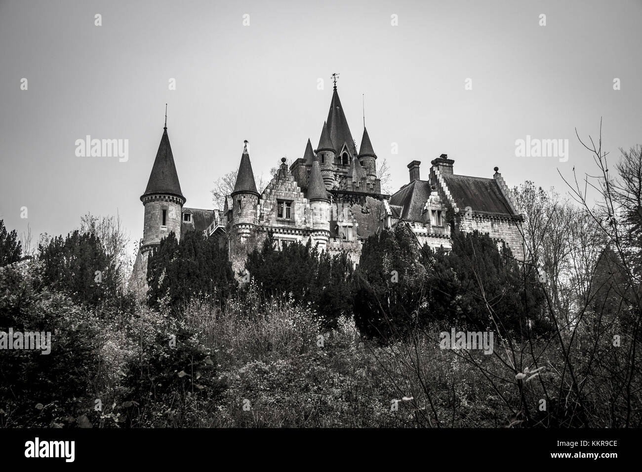 Eine verlassene Burg in Belgien Stockfoto