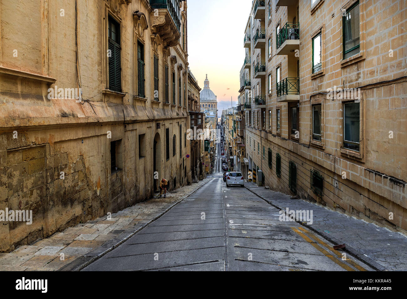 Straßen von Valletta, die Hauptstadt von Malta Stockfoto