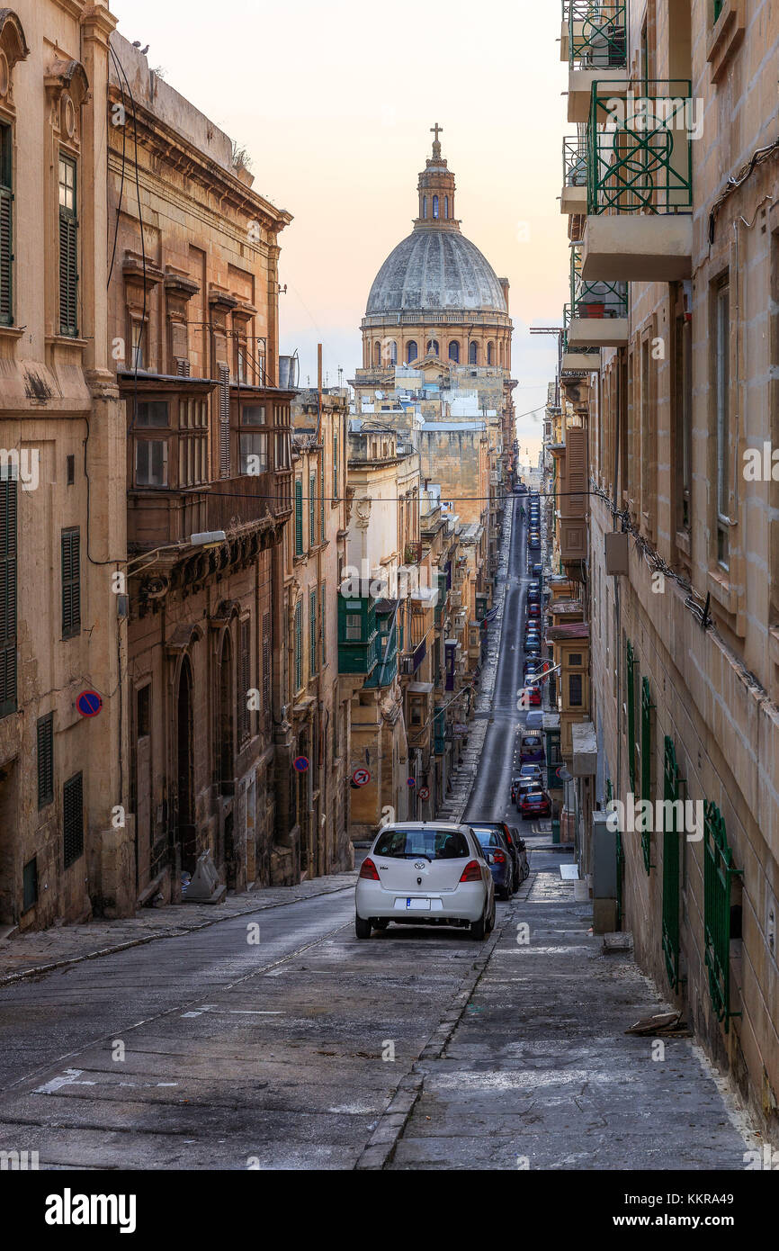 Straßen von Valletta, die Hauptstadt von Malta Stockfoto