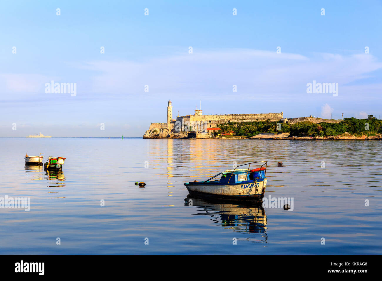 Der Leuchtturm Faro Castillo del Morro, in Havanna, Kuba Stockfoto