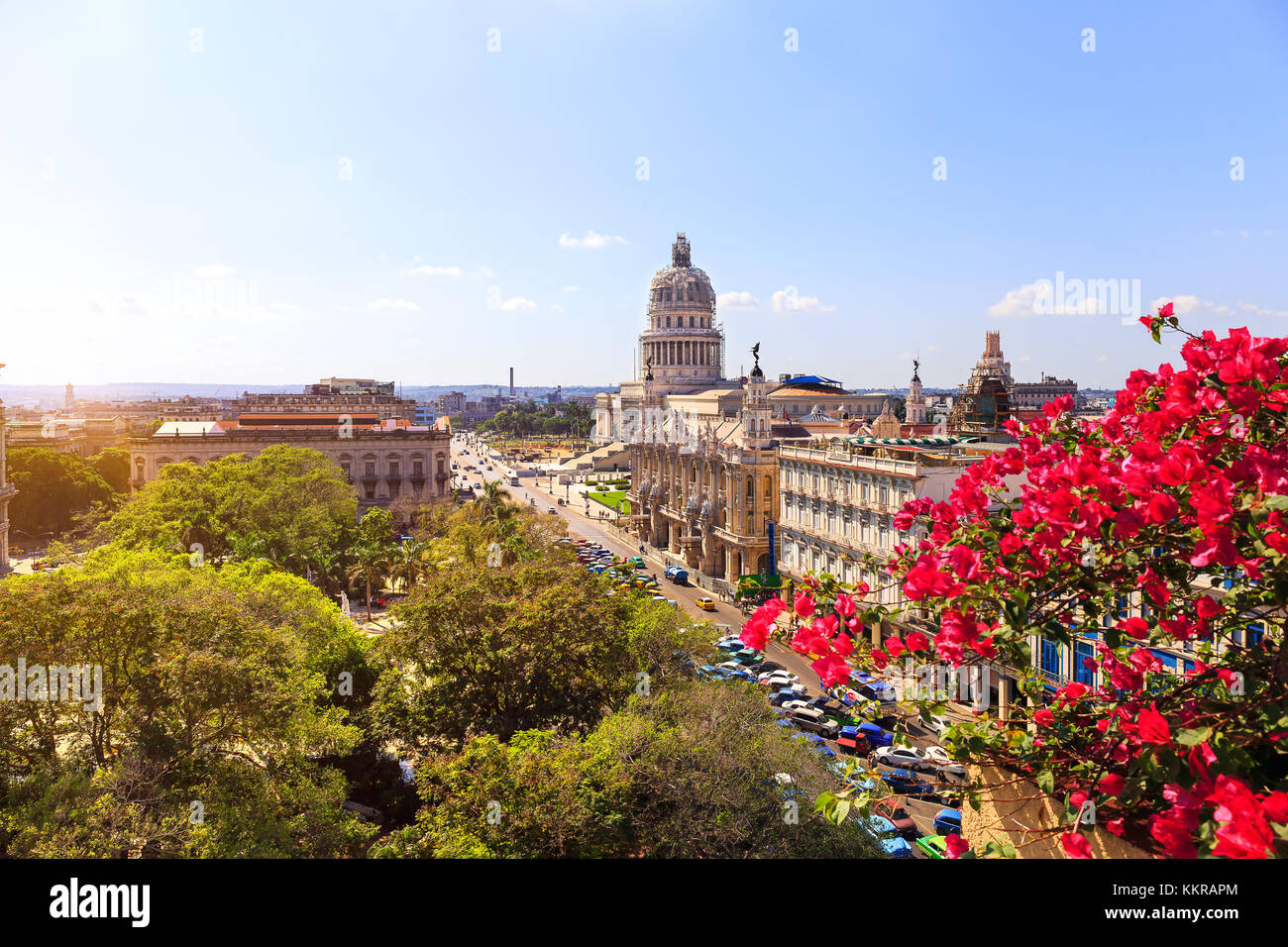 Blick auf das Capitol in Havanna, vor Ort als el Capitolio bekannt Stockfoto