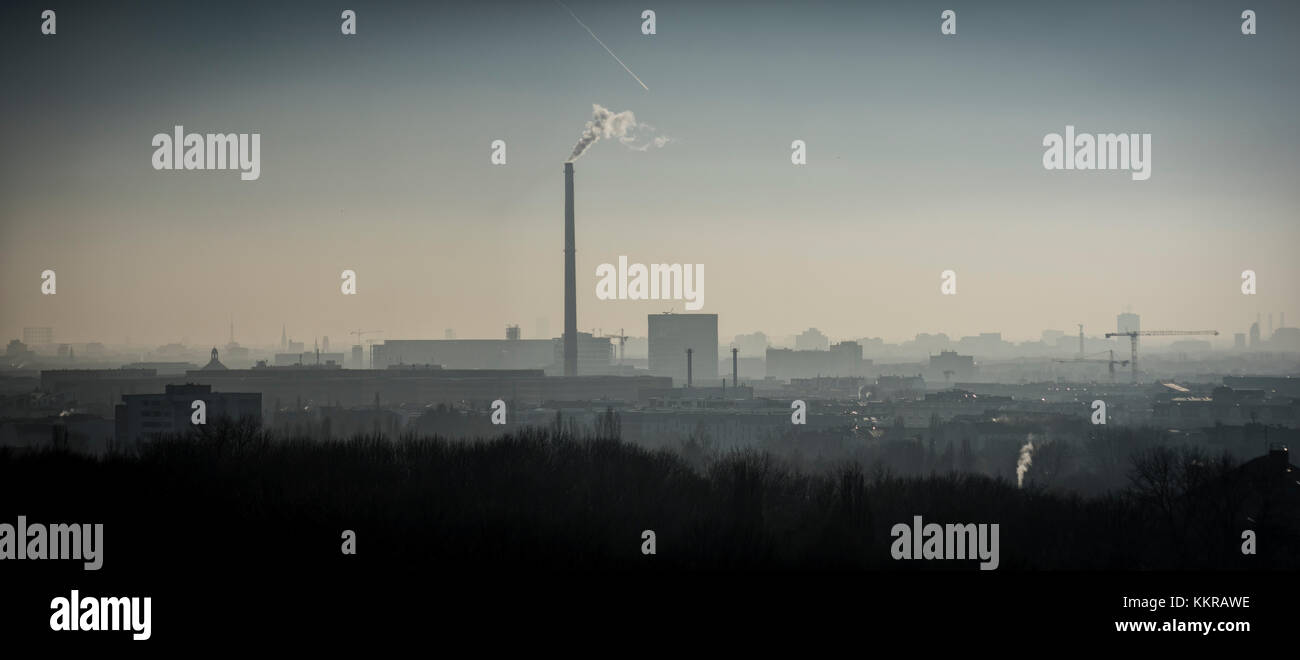 Großes panorama Blick auf Berlin im Winter Stockfoto