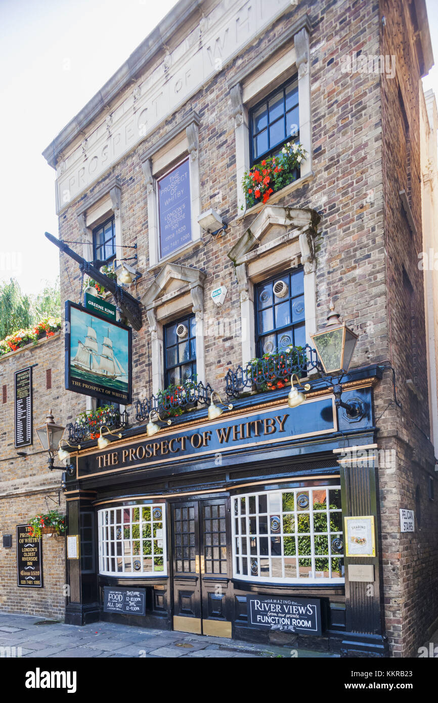 England, London, wapping, die Aussicht von Whitby Riverside pub Stockfoto
