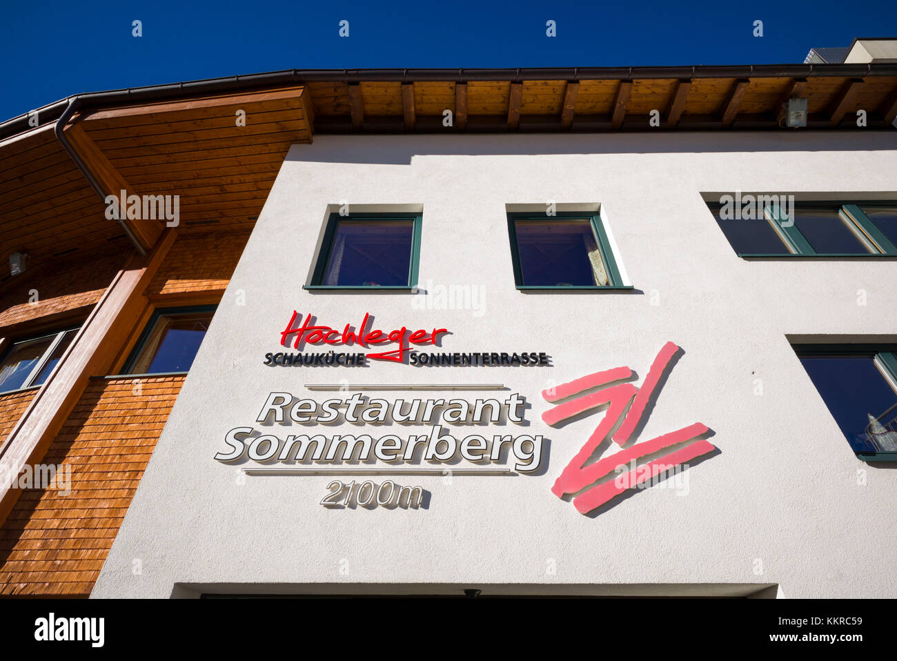 Österreich, Tirol, Hintertux, Zillertal, Hintertuxer Gletscher, Restaurant sommerberg, Höhe 2100 Meter Stockfoto