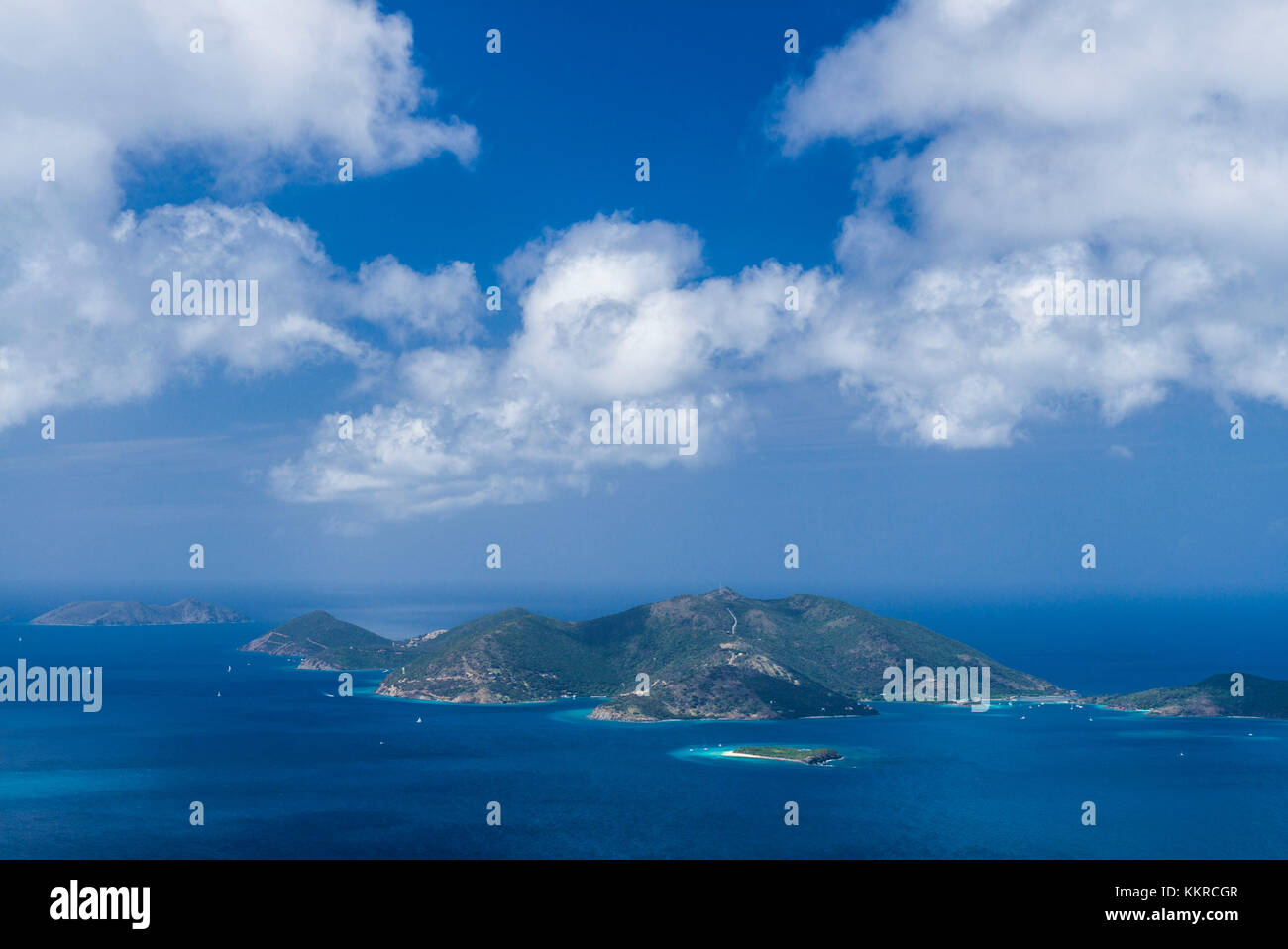 British Virgin Islands, Tortola, mount Salbei, erhöhten Blick auf Jost Van Dyke island Stockfoto