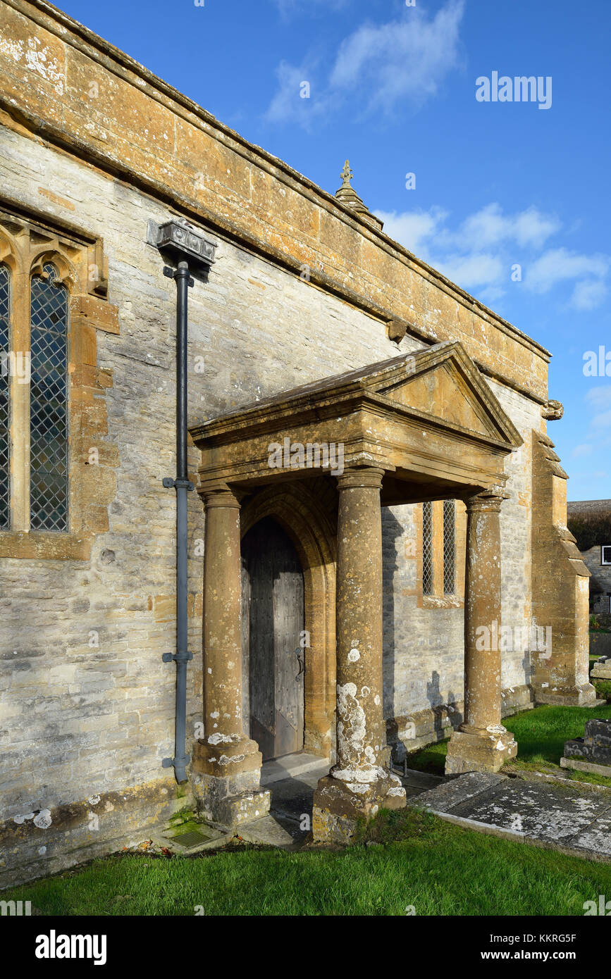 Süden Veranda, St Barnabas' Kirche, Königin Kamel, Somerset Stockfoto