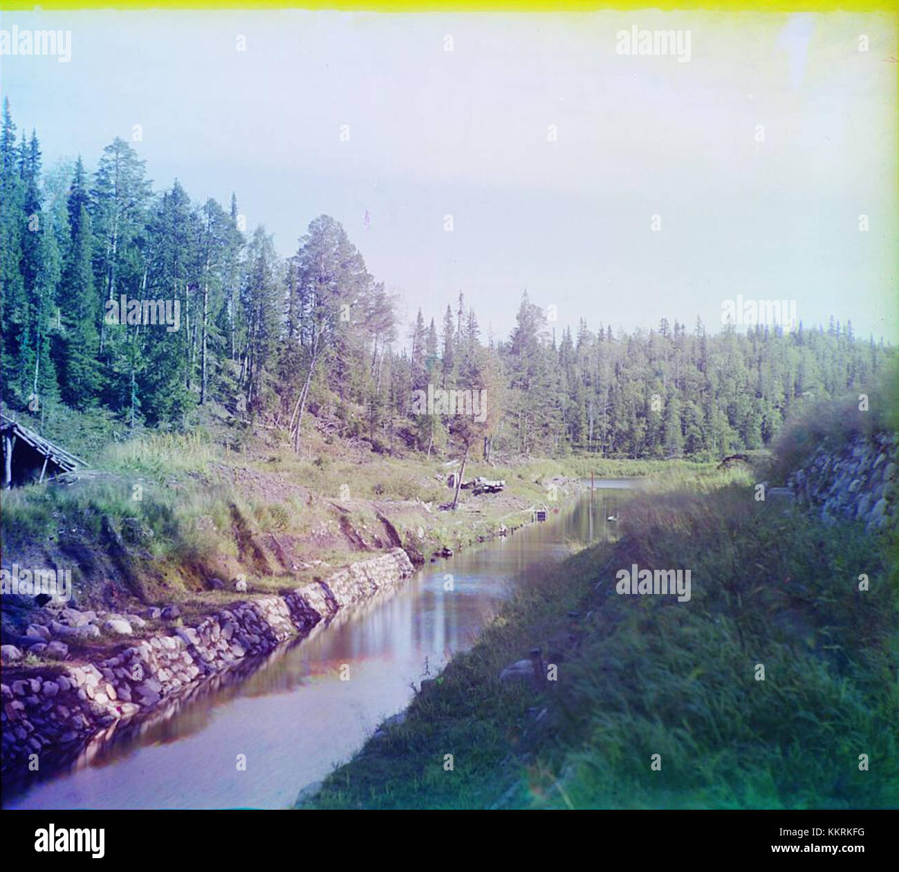 Ein fotografisches Werk von Sergej Prokudin-Gorsky, das ein historisches Bild des frühen 20. Jahrhunderts mit seiner Farbfotografie-Technik bietet. Stockfoto