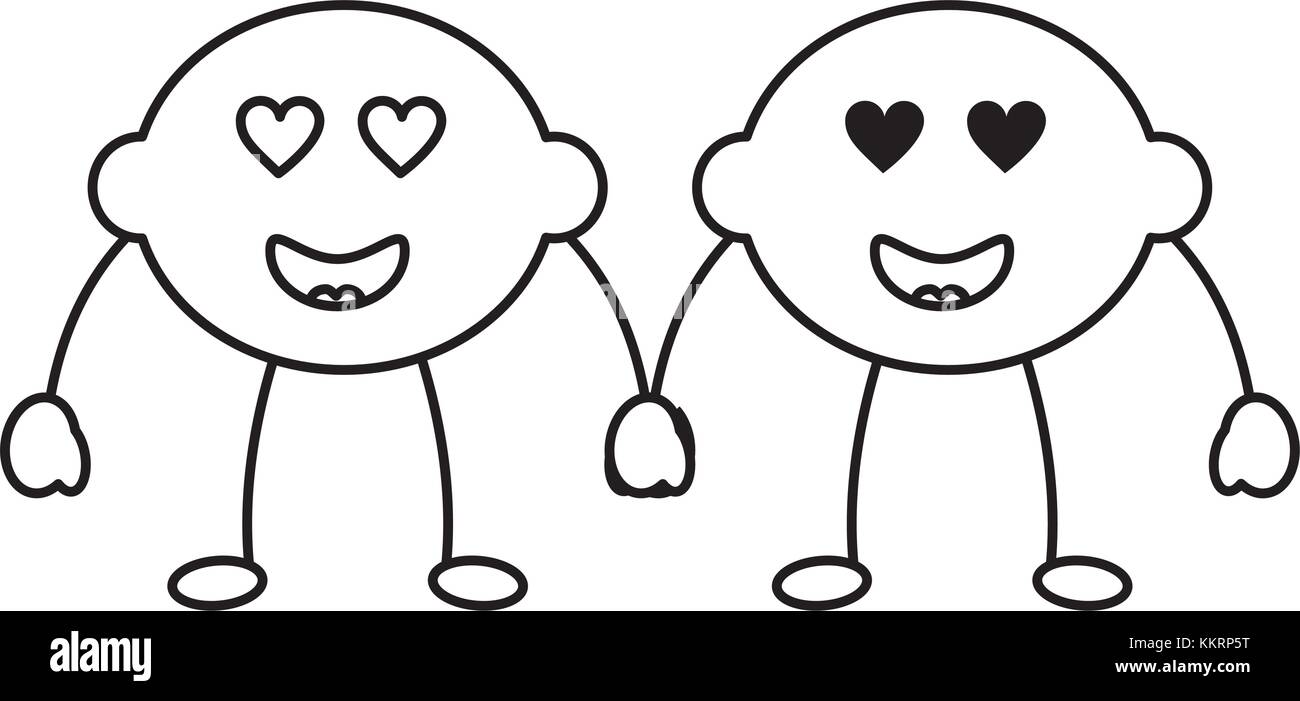 Paar kawaii Zitrone cartoon fröhlichen Charakter Stock Vektor