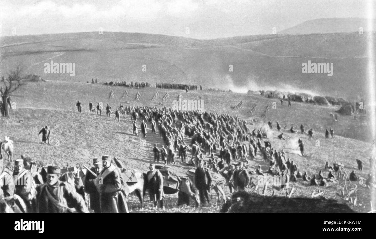 1914 wurden serbische Kadertruppen mobilisiert, um die Grenzpositionen des Landes während des Ersten Weltkriegs zu verteidigen. Stockfoto