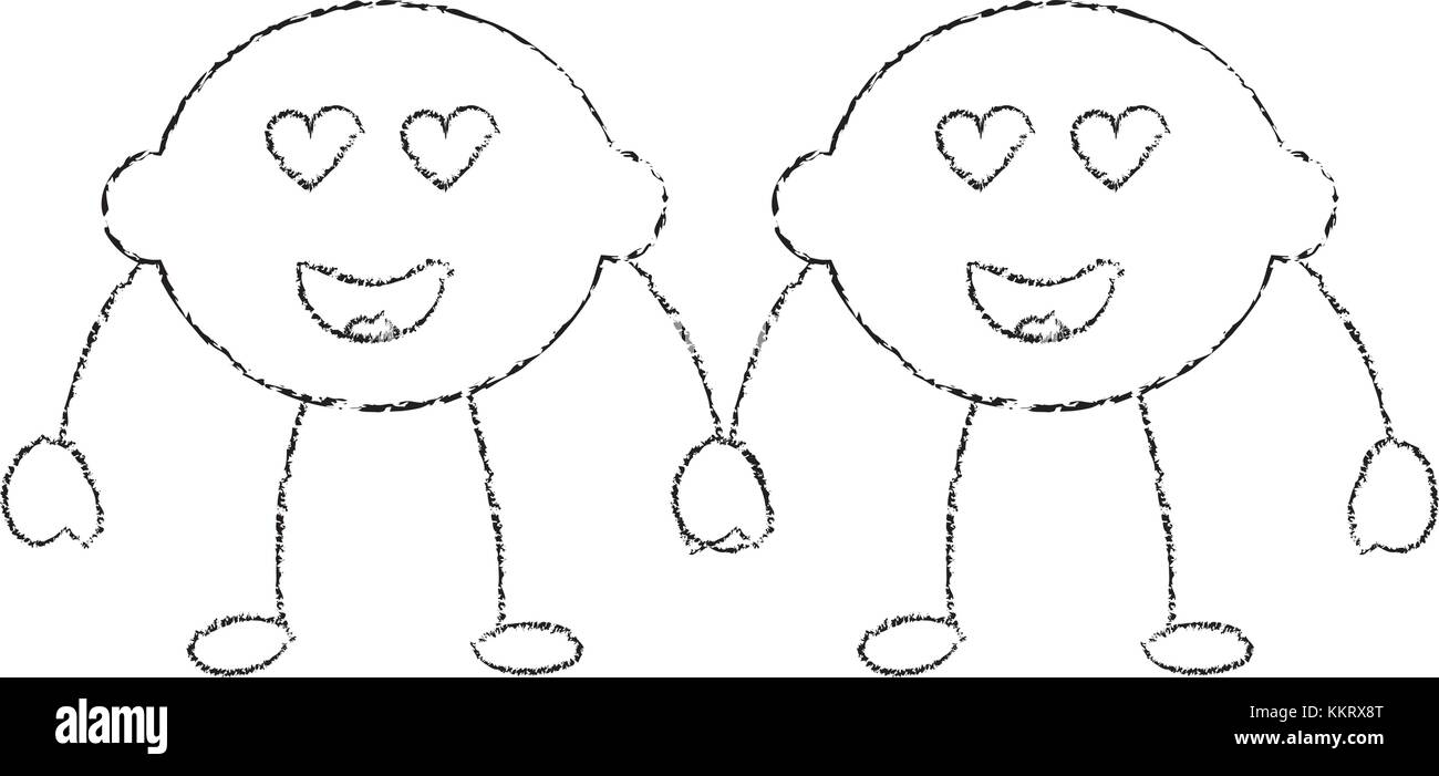Paar kawaii Zitrone cartoon fröhlichen Charakter Stock Vektor