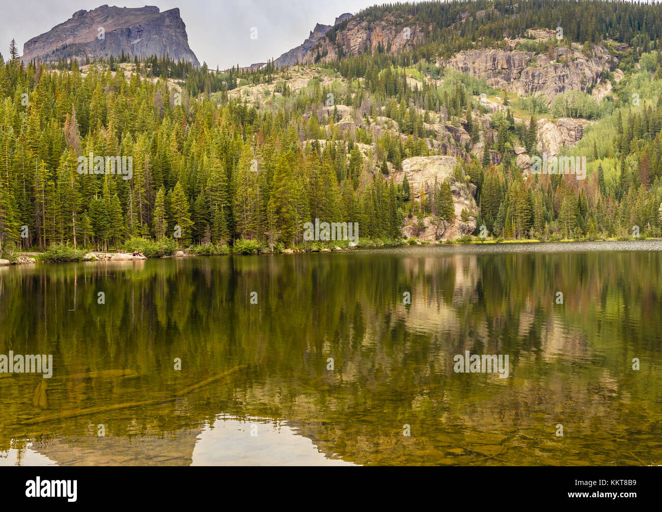 Blick auf den wunderschönen Bear Lake in den Rocky Mountains National Park, Colorado, USA Stockfoto