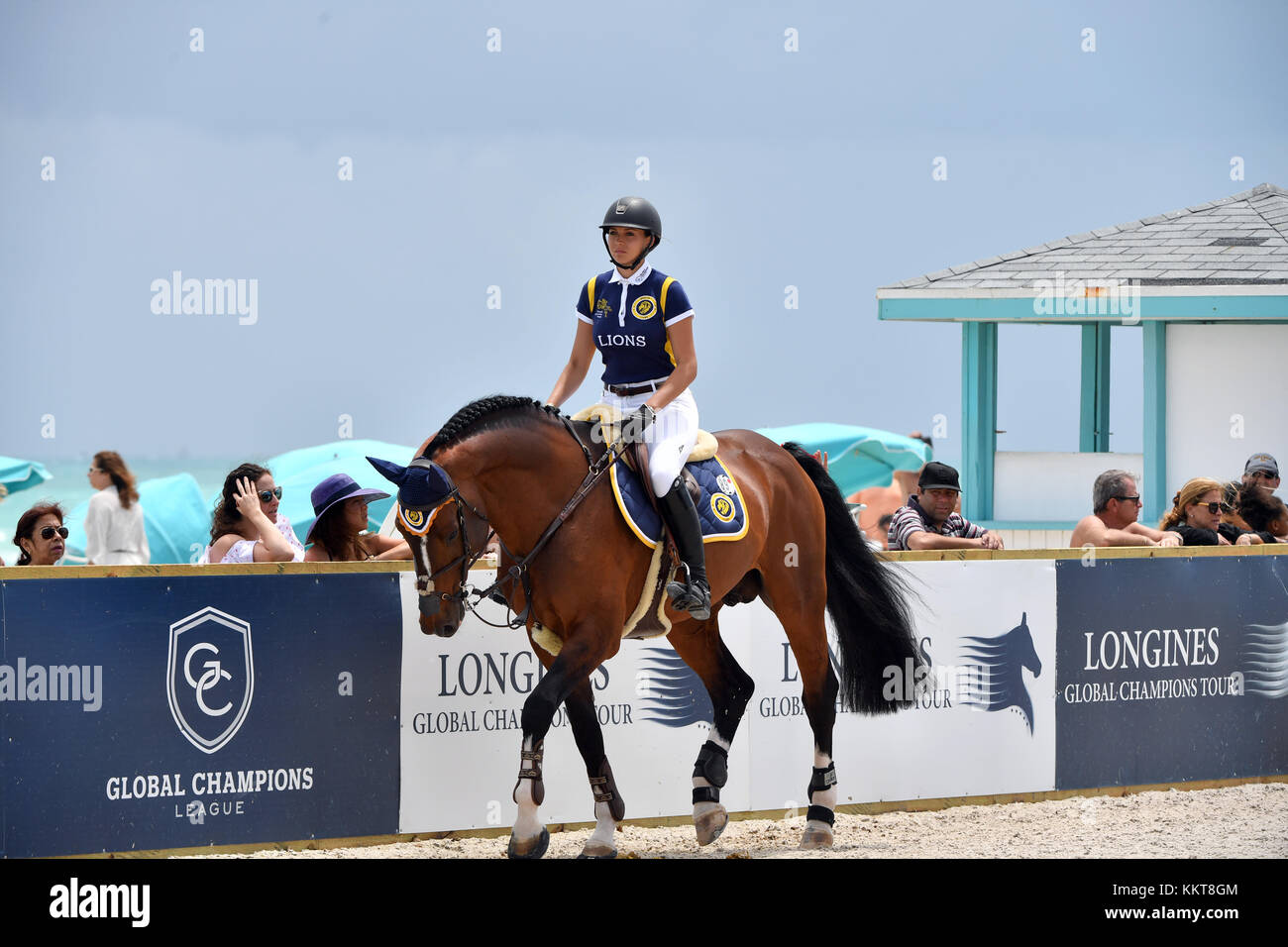 MIAMI BEACH, FL - APRIL 15: Anna Kellnerova bei der Longines Global  Champions Tour Station in Miami Beach - Global Champions League Finale -  Klasse 13: Miami Beach 2017 CSI5* 1.55/1.60m. Sieger