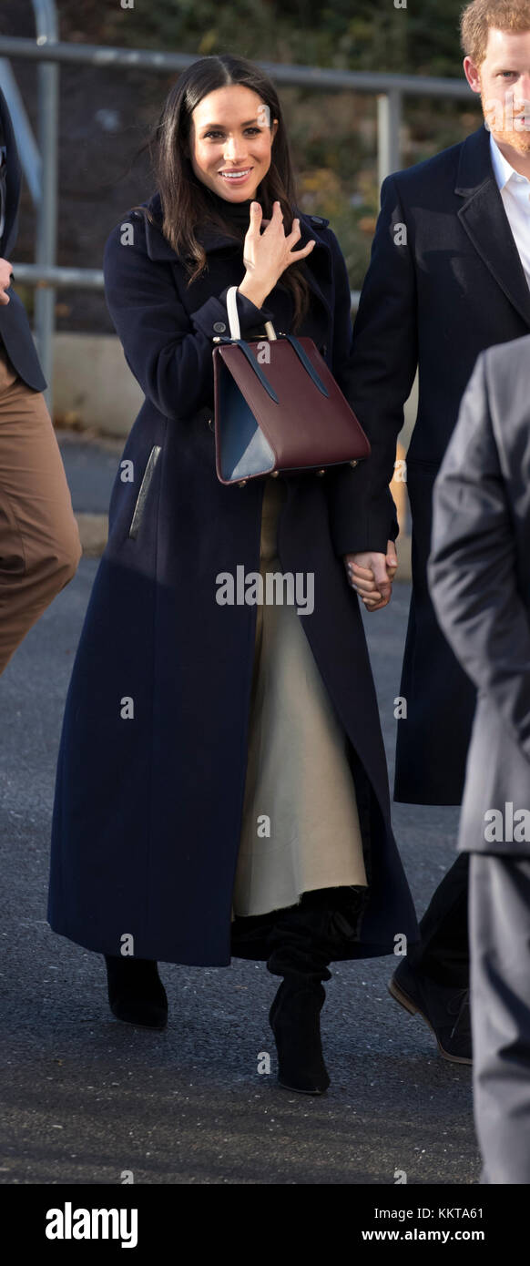 1. Dezember 2017 Nottingham der britische Prinz Harry und Megan Markle bei ihrer ersten offiziellen Verlobung als Paar in Nottingham. Stockfoto