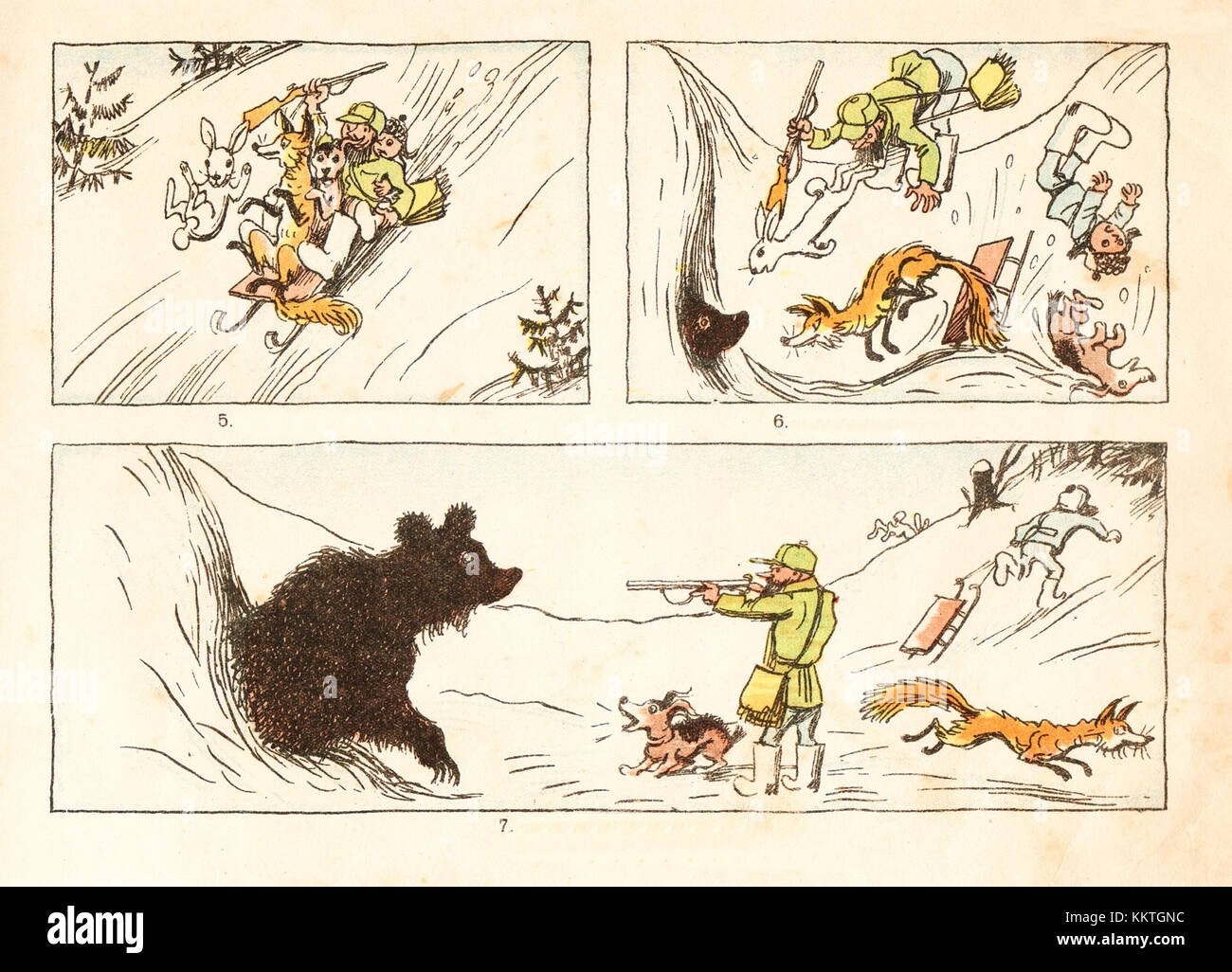 Rasskazy V kartinkakh (Geschichten in Bildern) ist ein Buch, das Illustrationen mit Kurzgeschichten kombiniert. Das Buch bietet eine visuelle und literarische Auseinandersetzung mit der russischen Kultur und Folklore. Stockfoto