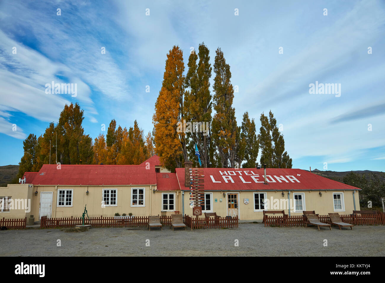 Hotel La Leona, Route 40, Patagonien, Argentinien, Südamerika Stockfoto