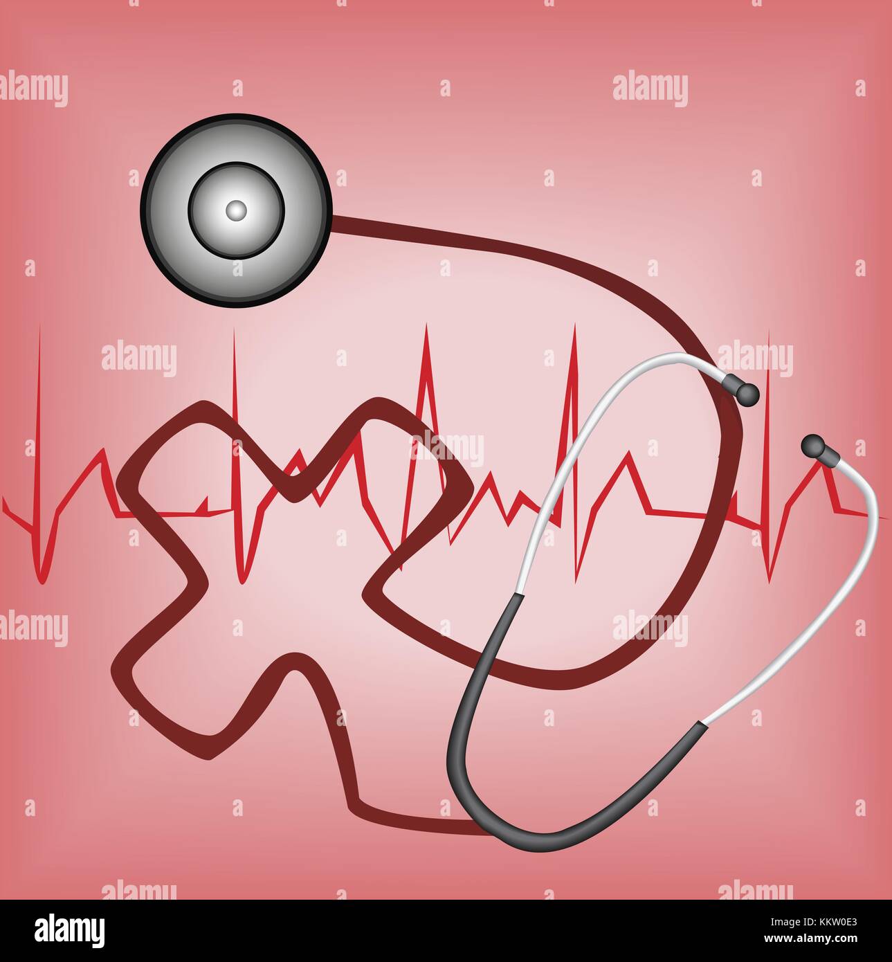 Bild von Stethoskop mit Erste-hilfe-Symbol Stockfoto