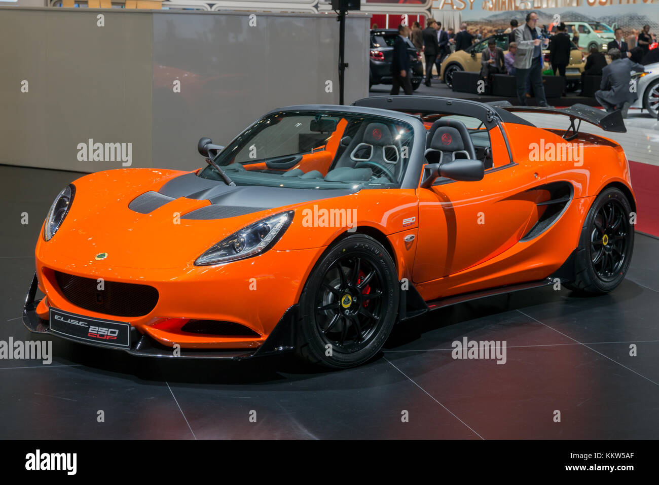 Genf, Schweiz - 1. MÄRZ 2016: Lotus Elise Cup 250 Sport Auto präsentiert auf dem 86. Internationalen Automobilsalon in Genf. Stockfoto