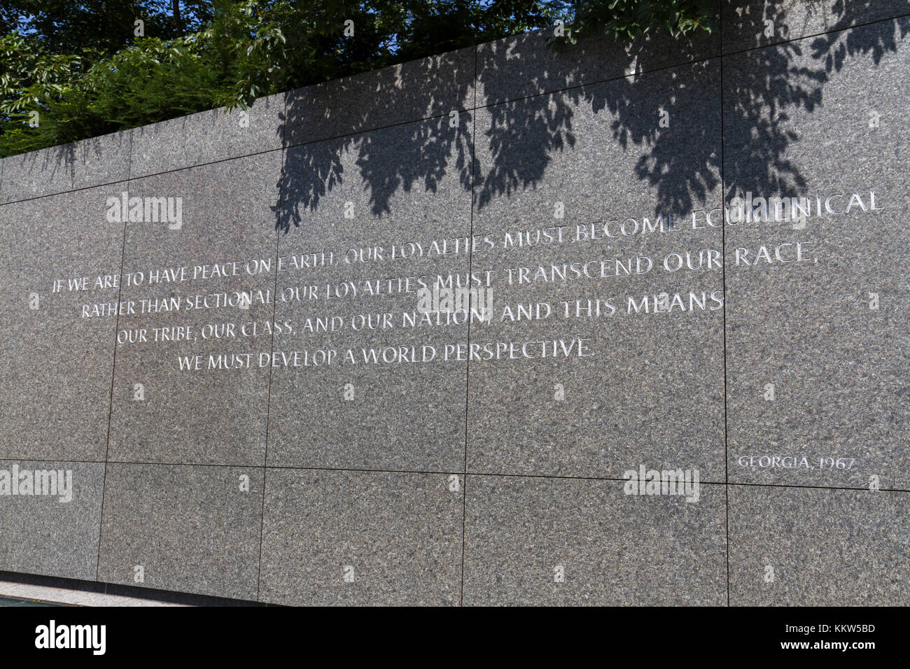 Martin Luther King Jr Zitat auf der Inschriftenwand, Martin Luther King Jr. Memorial, Washington DC, USA. Stockfoto