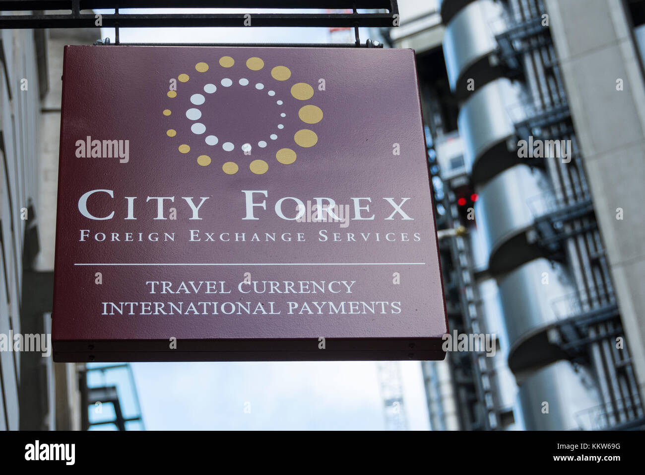 Stadt Forex Devisen bei Leadenhall Street, London, UK Stockfoto