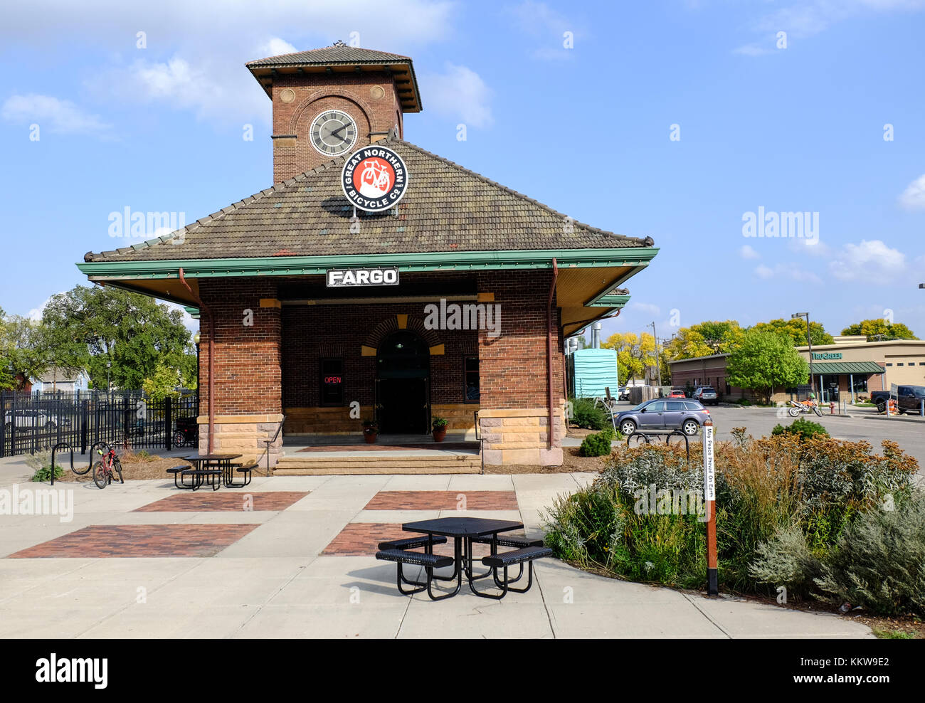 Great Northern Fahrräder in der Innenstadt von Fargo, North Dakota, USA. Stockfoto