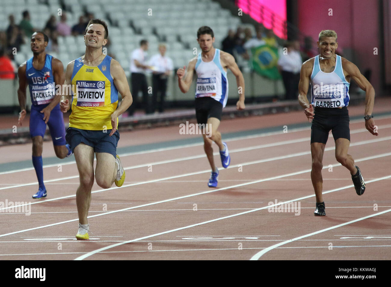 Ihor TSVIETOV der Ukraine gewinnt Gold bei den Herren 200m T35 Finale auf der Welt Para Meisterschaften in London 2017 Stockfoto