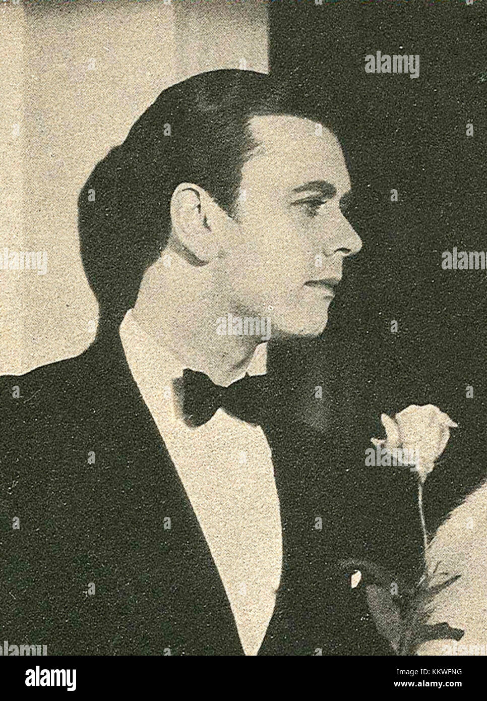 Das Notenbuch von 1939 zeigt per Aabel, einen norwegischen Schauspieler und Sänger, in Vintage-Design. Dieses Cover repräsentiert die Kultur- und Musikgeschichte der Epoche. Stockfoto