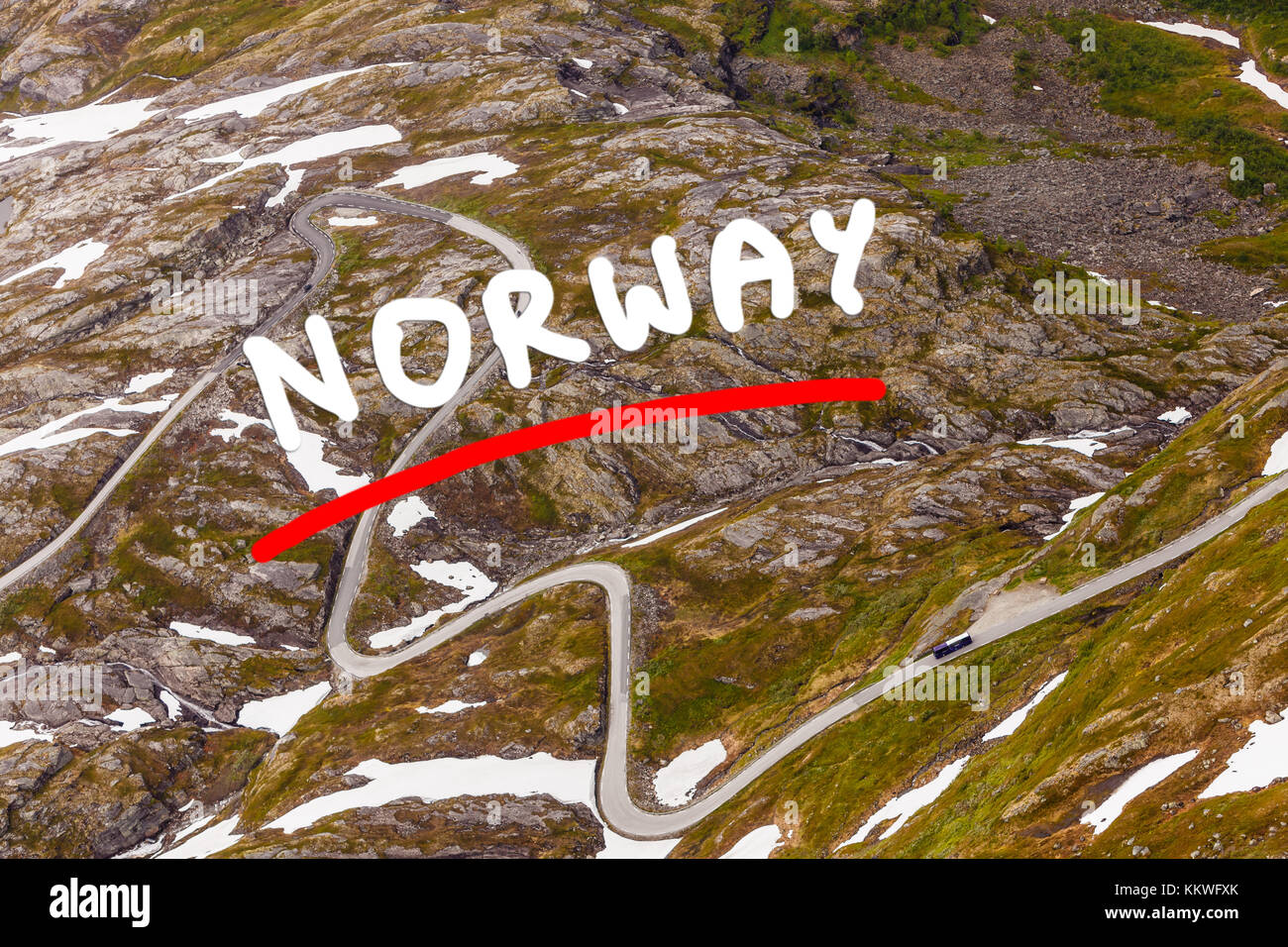 Die nibbevegen Straße bis zum dalsnibba Berg, Norwegen Stockfoto