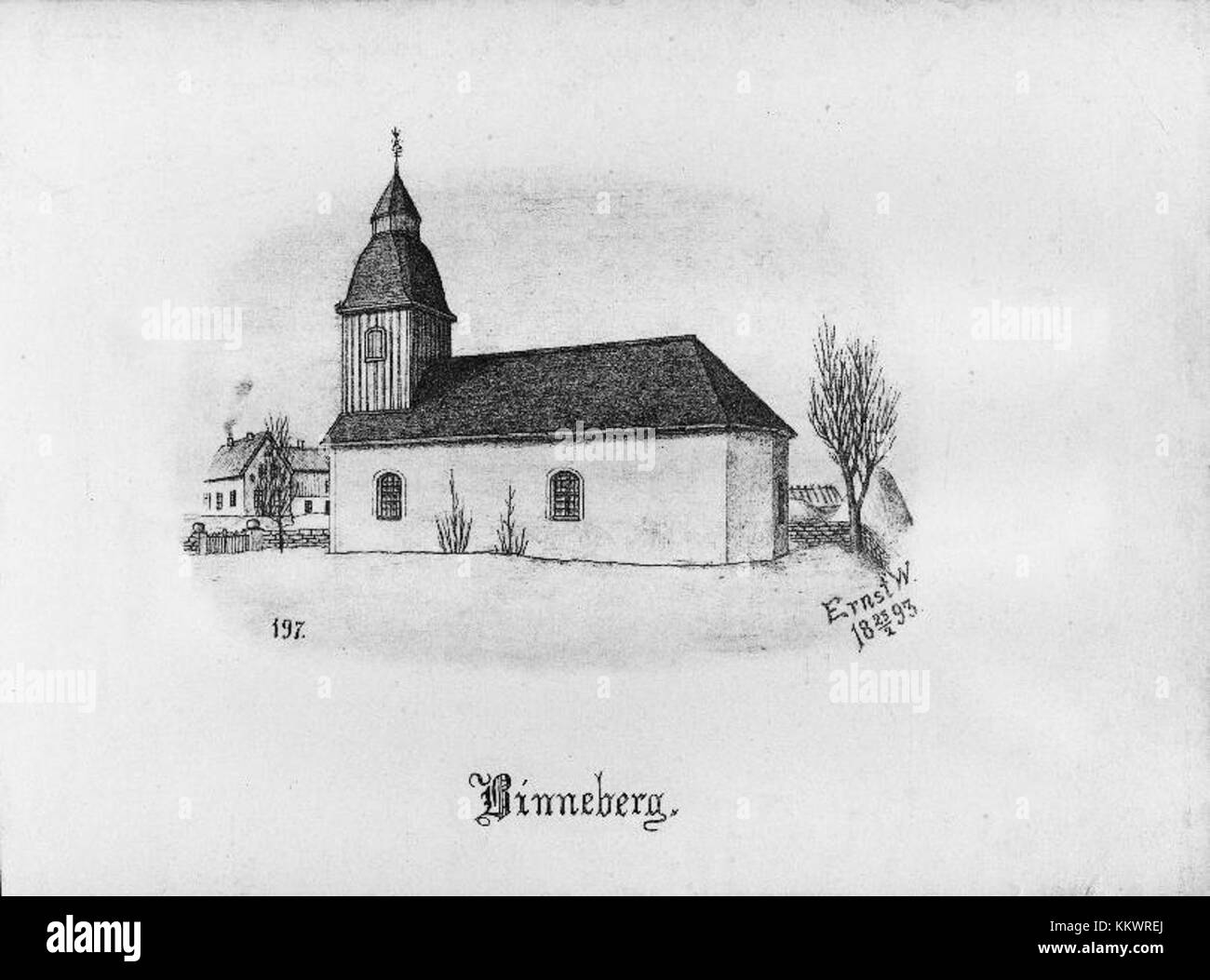 Binnebergs Church, KMB Nummer 16000200152053, eine historische Kirche in Schweden, die in der Datenbank des schwedischen Nationaldenkmalamtes aufgeführt ist und die schwedische Kirchenarchitektur widerspiegelt. Stockfoto