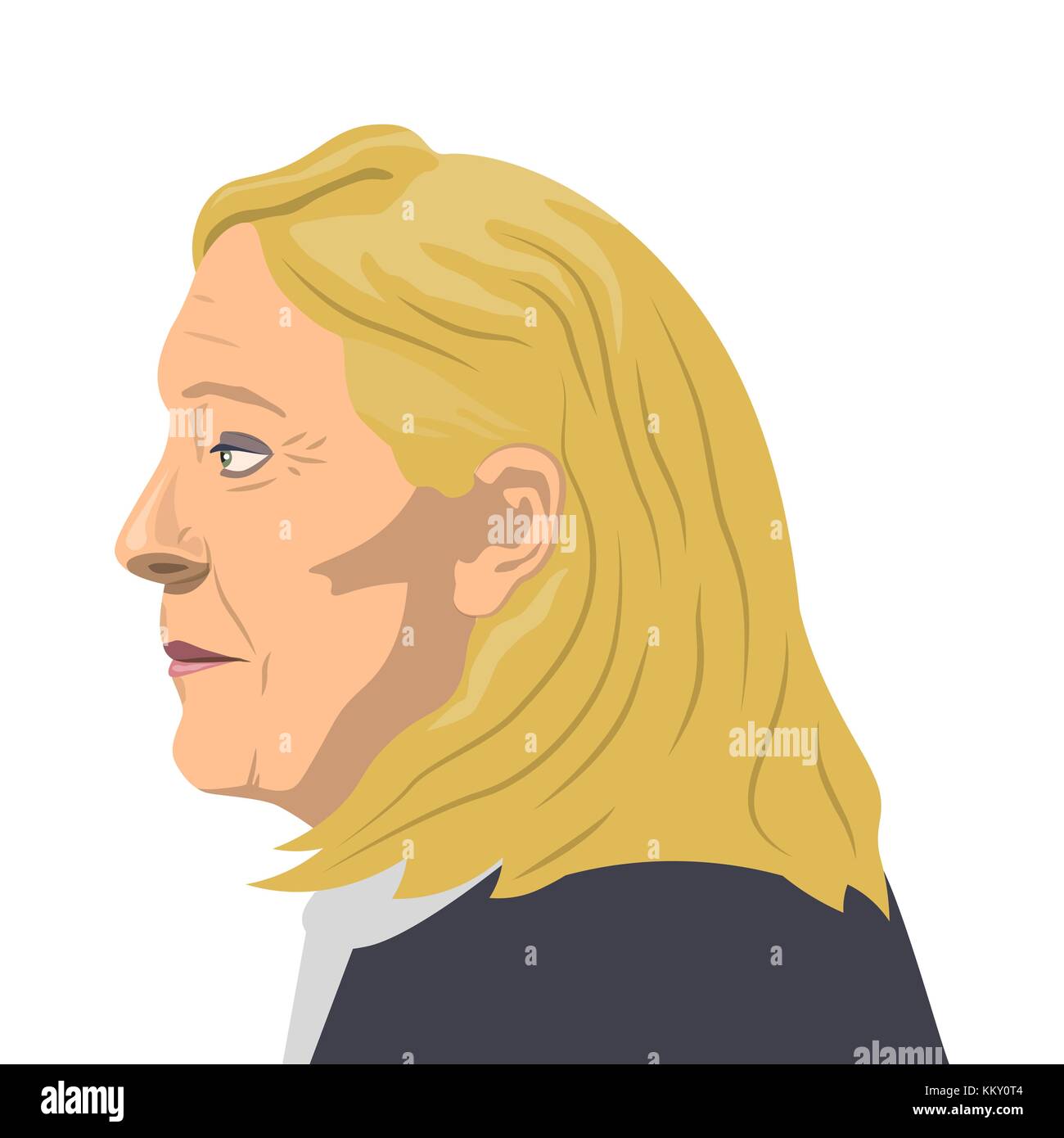 Novenber 1, 2017 Editorial Illustration eines französischen Politikers Marine le Pen Portrait auf weißem Hintergrund. Stock Vektor