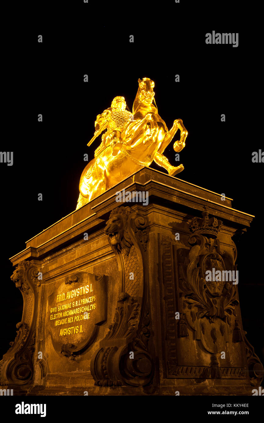 Dresden - Deutschland - Goldene Reiter, Europa Stockfoto