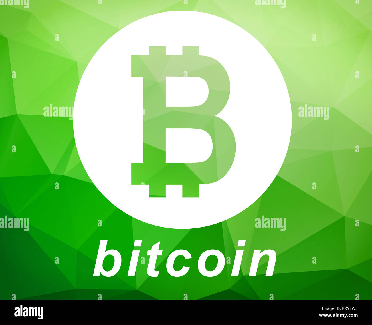 Bitcoin-Symbol. Bitcoin-Symbol auf niedrigem Polyhintergrund. Stockfoto
