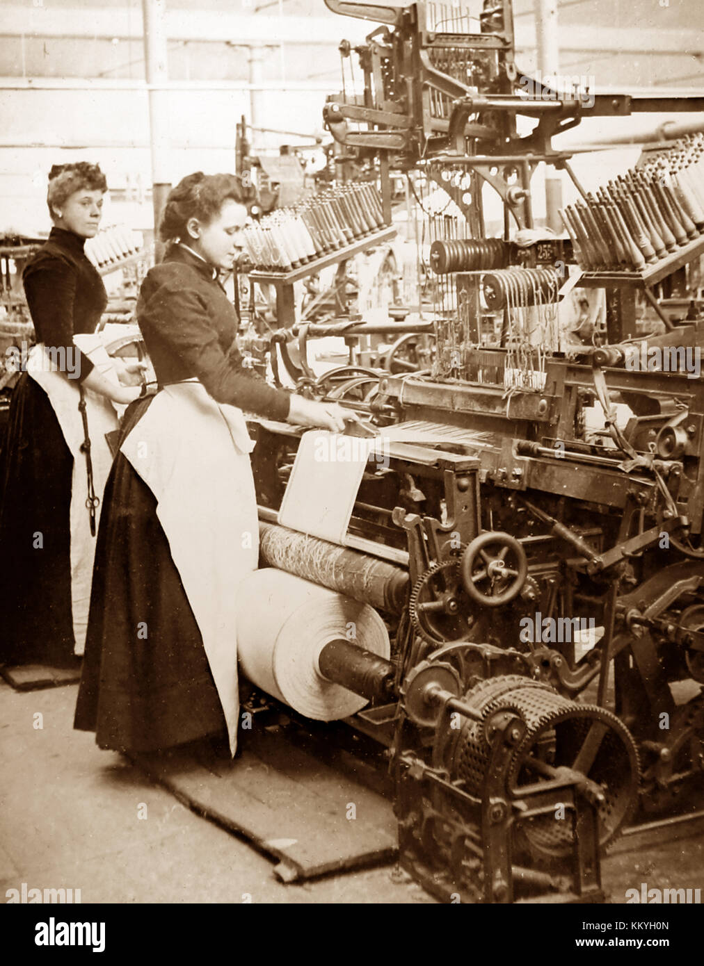 Ein dobbie Webstuhl, Linen Production, Viktorianischen Periode Stockfoto