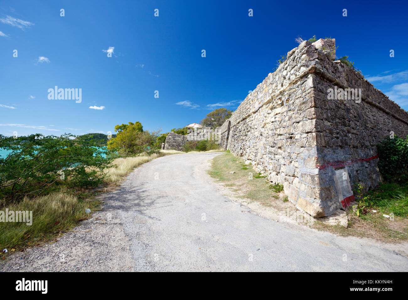 In der Nähe des Tores von Fort James in Antigua. Stockfoto