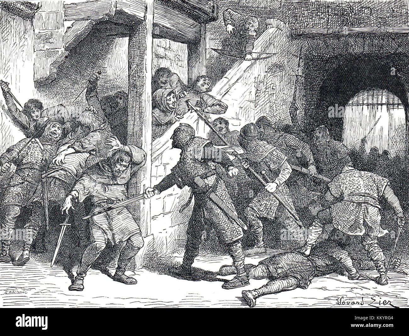 Riot in Dover, September 1051, gewalttätige Auseinandersetzung zwischen Englisch und Normannen Stockfoto