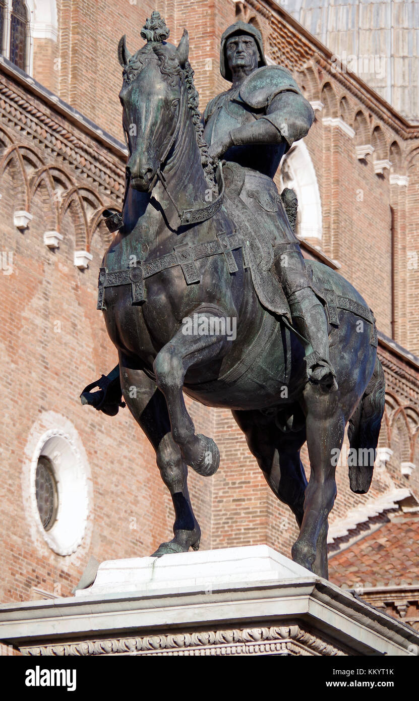 Die colleoni Monument Reiterstandbild von Bartolomeo Colleoni, ausgeführt von Andrea Del Verrocchio in 1480-1488 Stockfoto