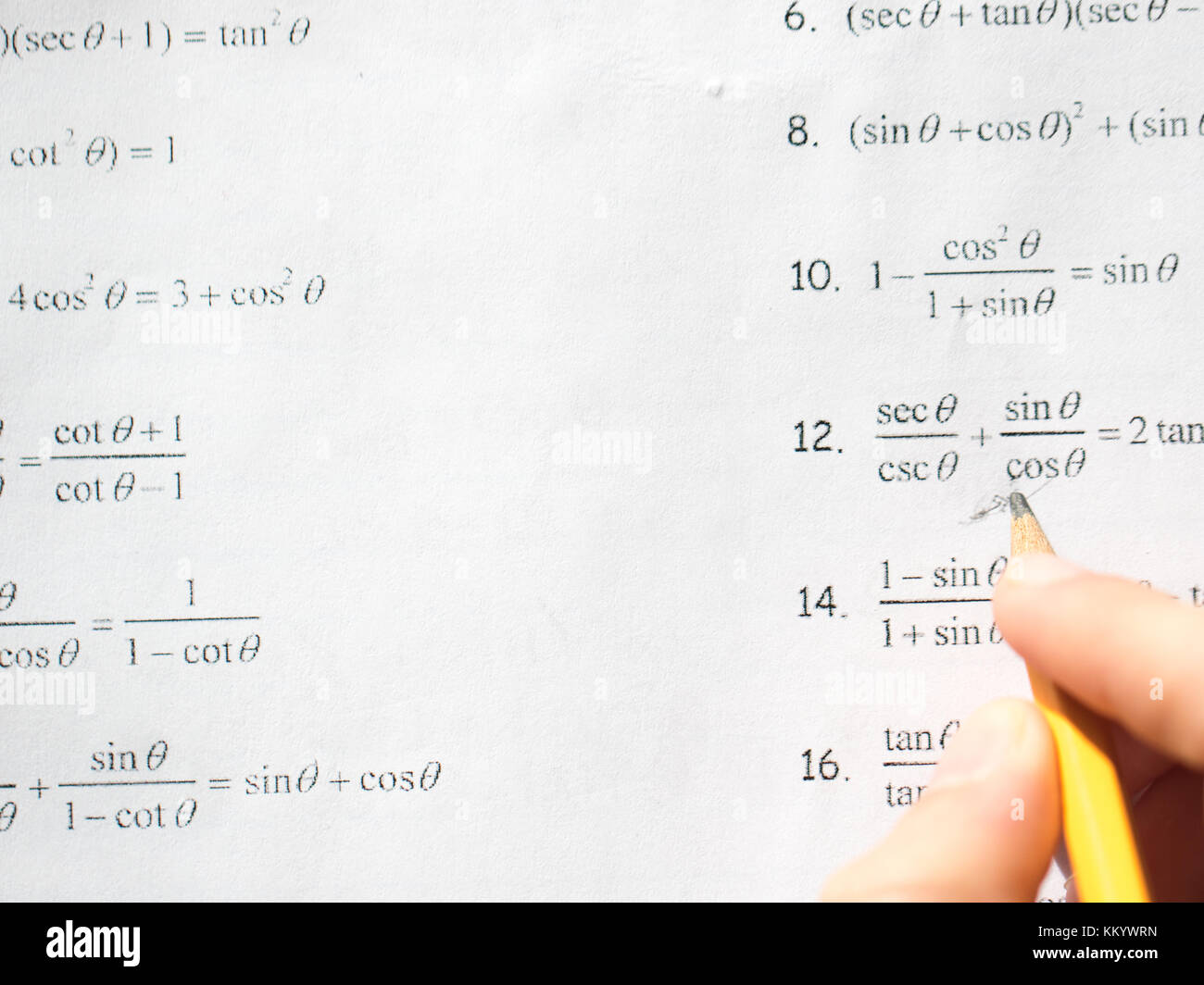 Studieren für anspruchsvolle mathematische Test Stockfoto