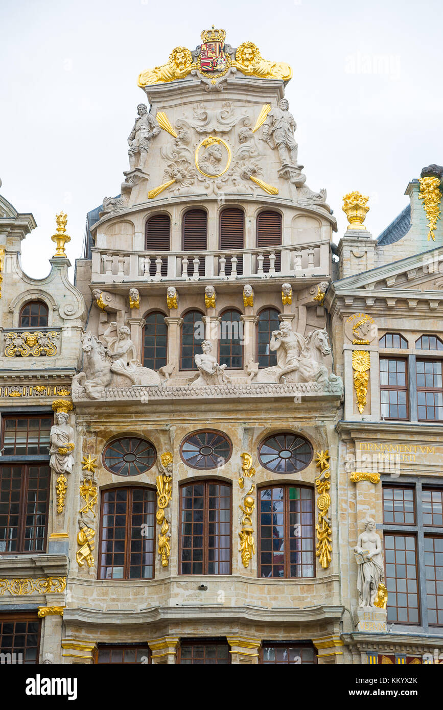 Fassaden der Le Cornet - eines der guildhalls auf dem Grand Place. Brüssel, Belgien. Stockfoto