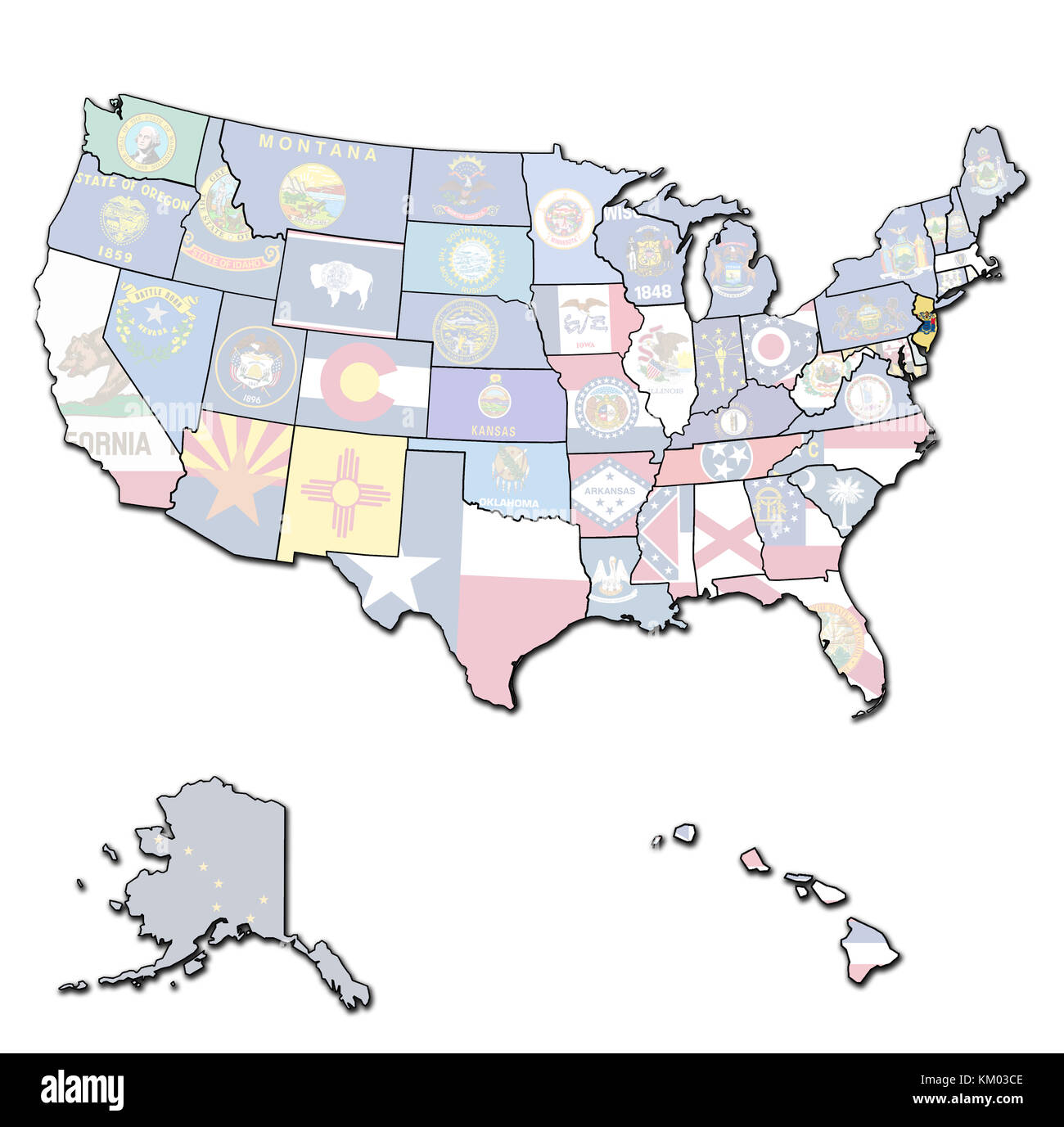 New Jersey auf isolierten Karte der Vereinigten Staaten von Amerika mit Staatsgrenzen Stockfoto